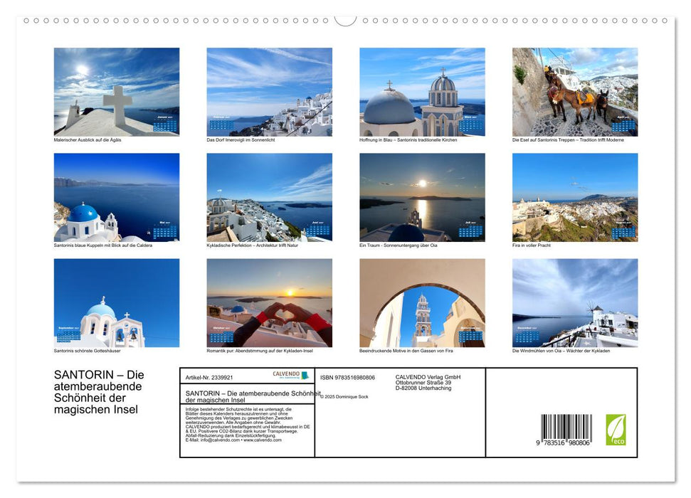 SANTORIN – Die atemberaubende Schönheit der magischen Insel (CALVENDO Premium Wandkalender 2027)