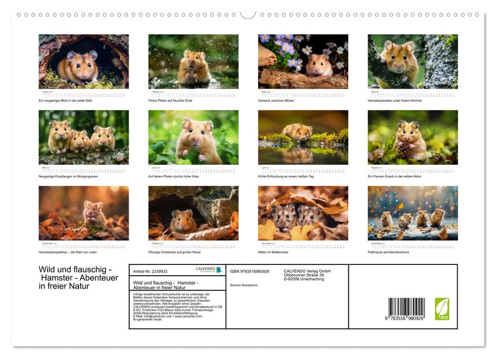 Wild und flauschig - Hamster - Abenteuer in freier Natur (CALVENDO Premium Wandkalender 2027)