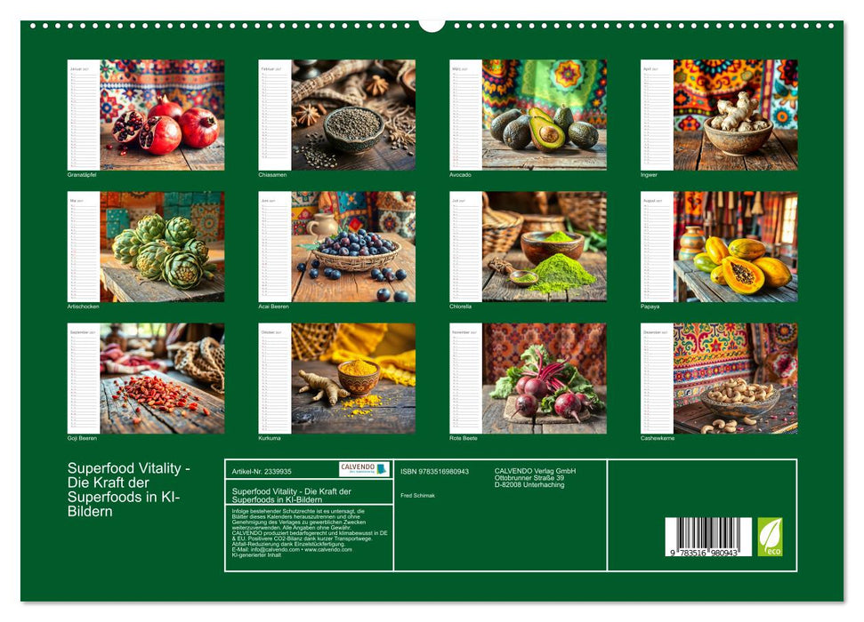 Superfood Vitality - Die Kraft der Superfoods in KI-Bildern (CALVENDO Premium Wandkalender 2027)