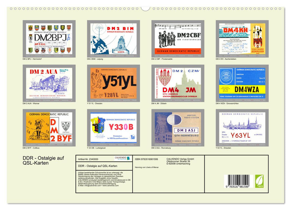 DDR - Ostalgie auf QSL-Karten (CALVENDO Premium Wandkalender 2027)