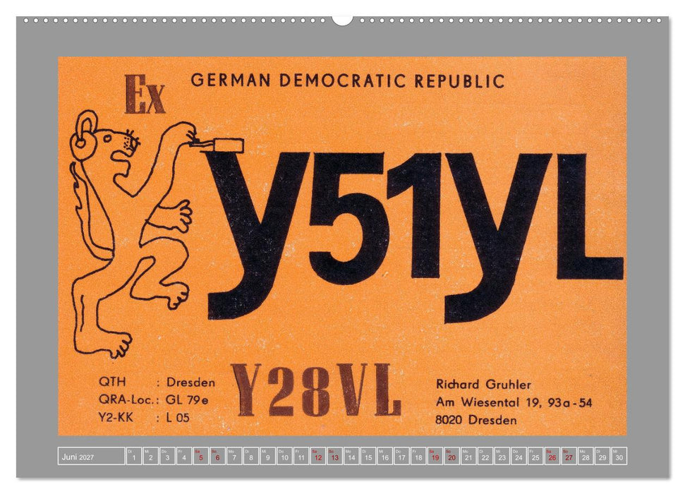 DDR - Ostalgie auf QSL-Karten (CALVENDO Premium Wandkalender 2027)
