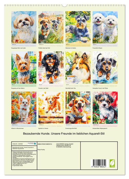 Bezaubernde Hunde. Unsere Freunde im lieblichen Aquarell-Stil (CALVENDO Premium Wandkalender 2027)