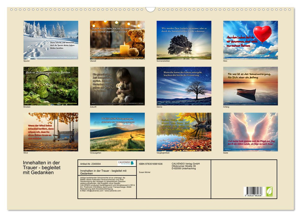 Innehalten in der Trauer - begleitet mit Gedanken (CALVENDO Wandkalender 2027)