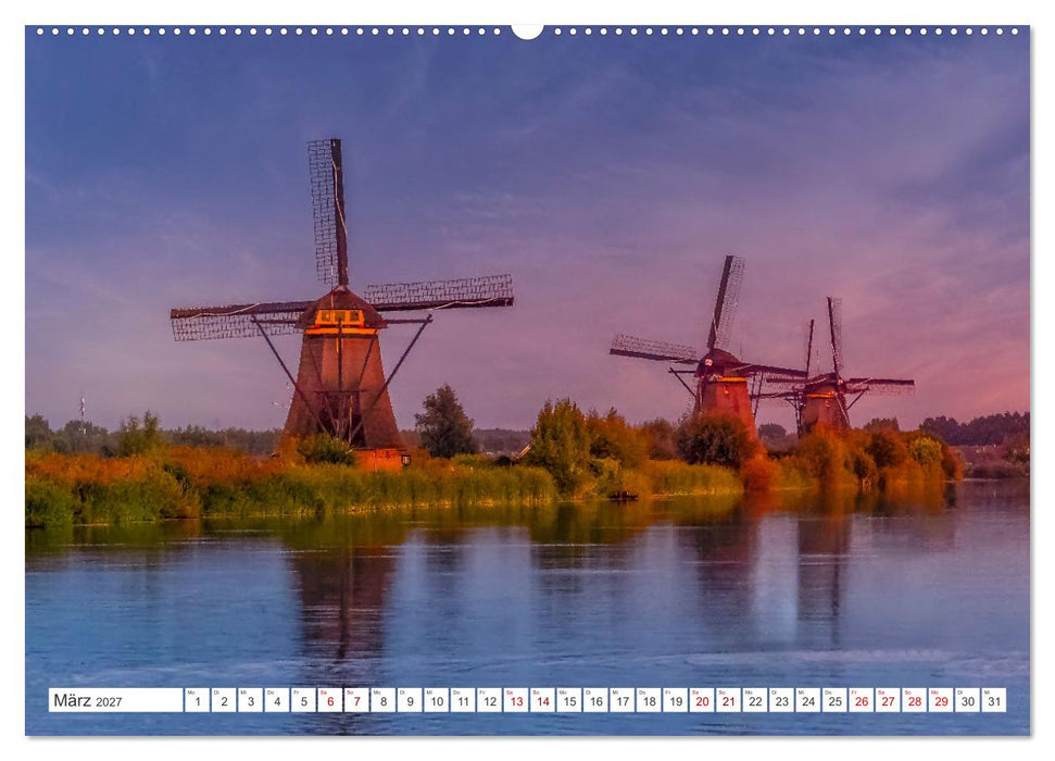 Die Windmühlen von Kinderdijk - UNESCO Welterbe (CALVENDO Premium Wandkalender 2027)