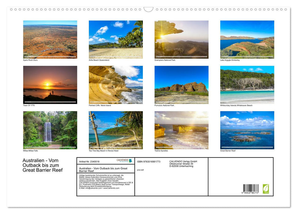 Australien - Vom Outback bis zum Great Barrier Reef (CALVENDO Wandkalender 2027)