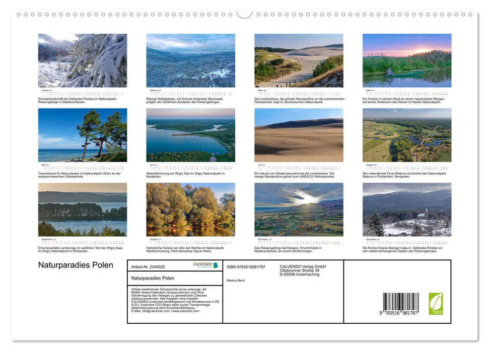 Naturparadies Polen (CALVENDO Premium Wandkalender 2027)