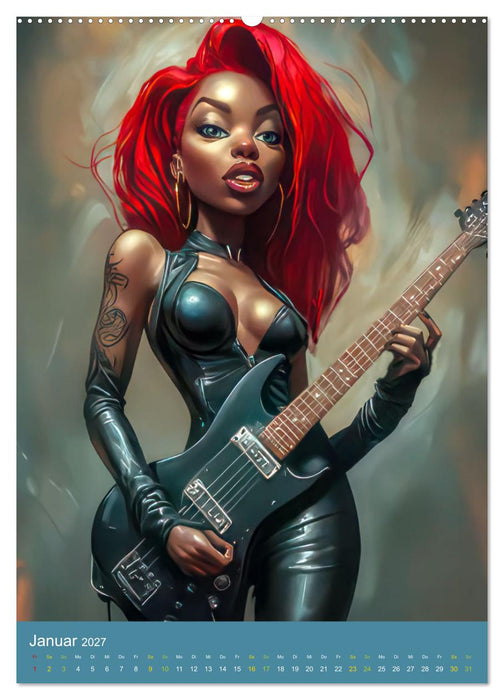 Rockbands und Punkbands - Witzige Karikaturen (CALVENDO Wandkalender 2027)
