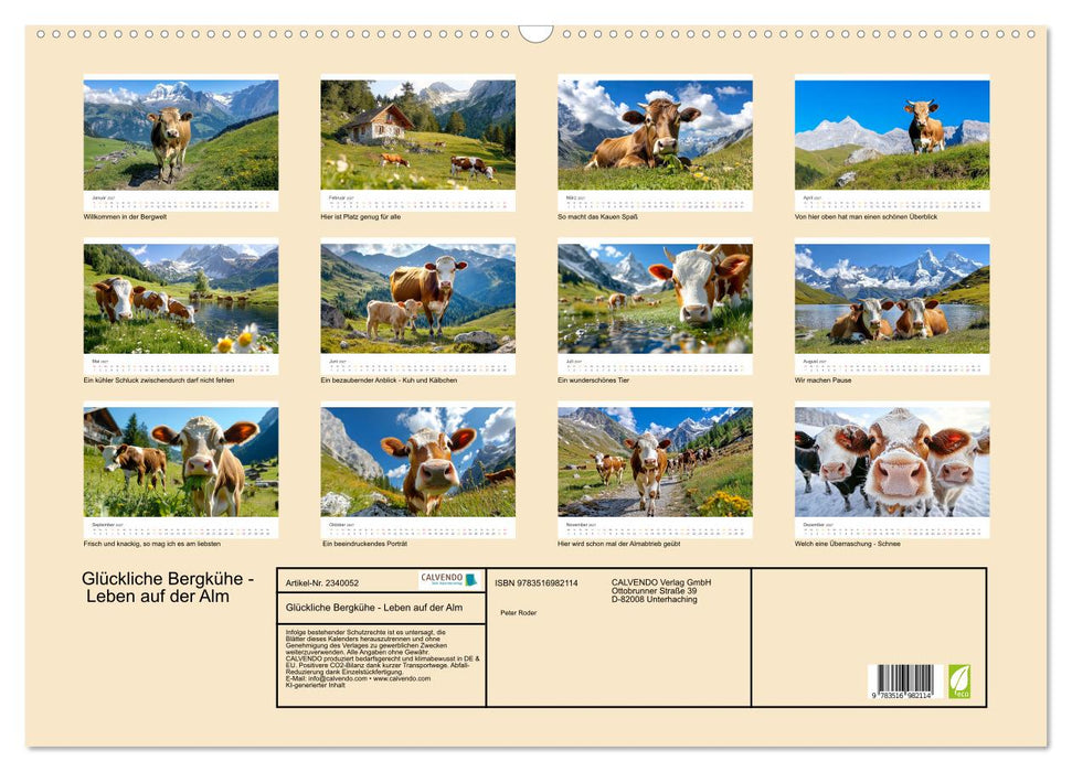 Glückliche Bergkühe - Leben auf der Alm (CALVENDO Wandkalender 2027)