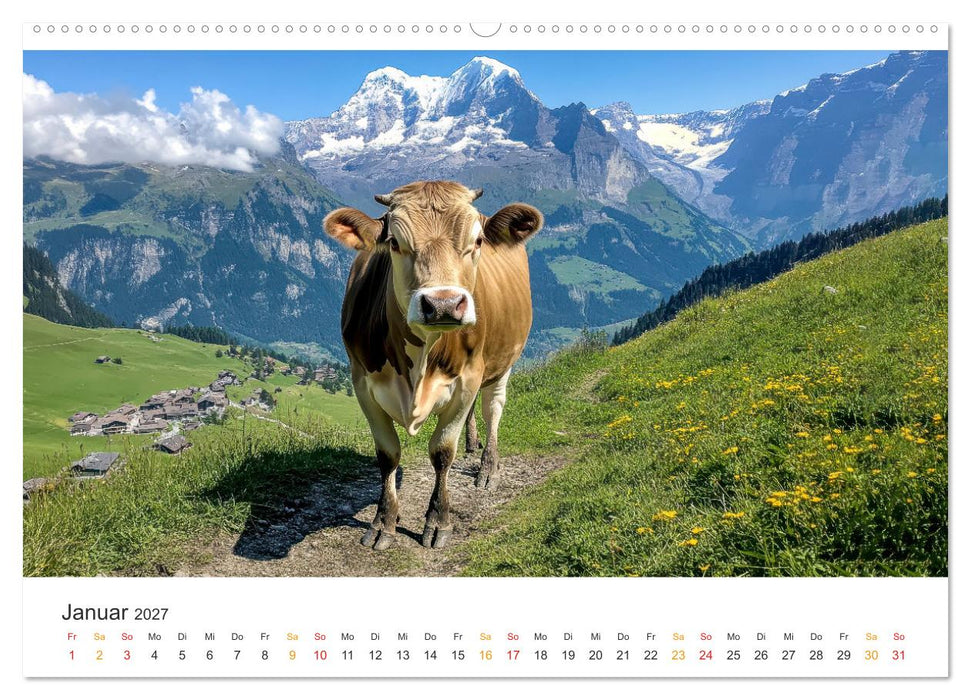 Glückliche Bergkühe - Leben auf der Alm (CALVENDO Wandkalender 2027)