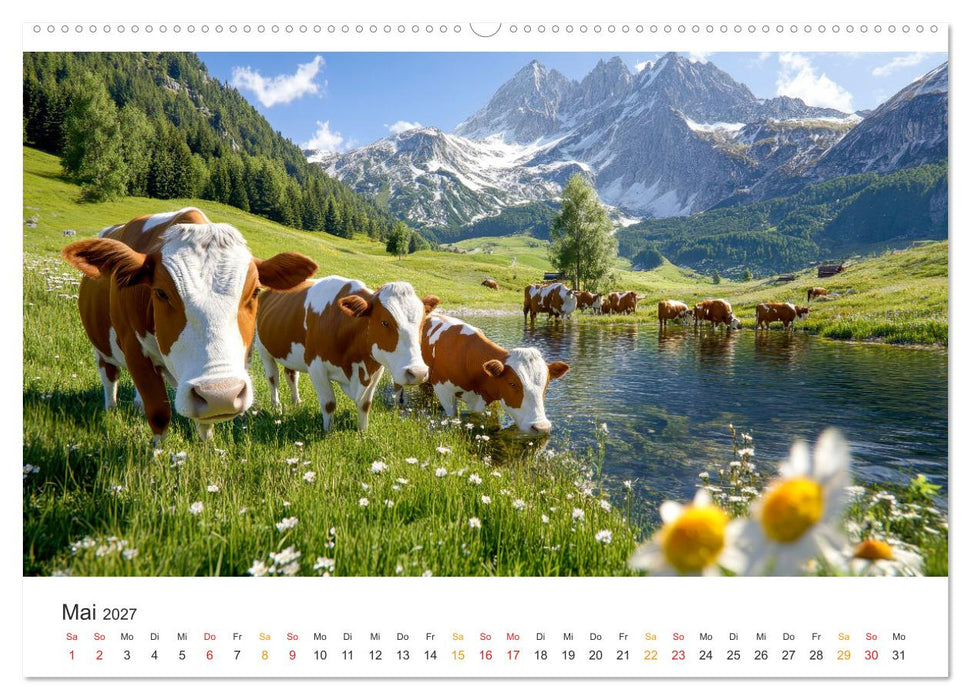 Glückliche Bergkühe - Leben auf der Alm (CALVENDO Wandkalender 2027)