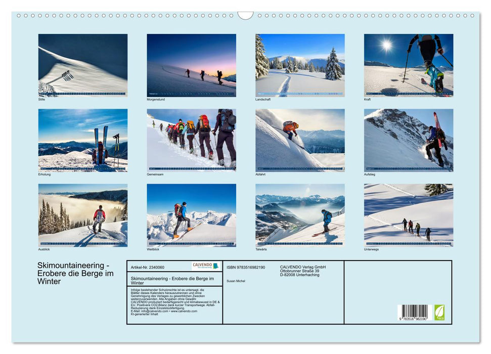 Skimountaineering - Erobere die Berge im Winter (CALVENDO Wandkalender 2027)