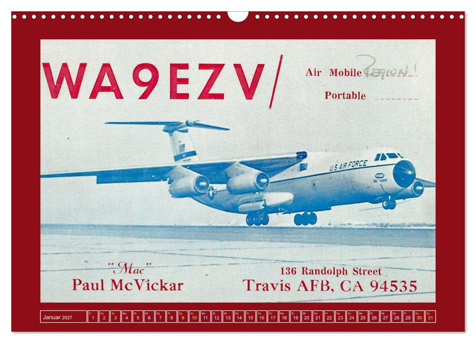 Historische Flugzeuge auf QSL-Karten (CALVENDO Wandkalender 2027)