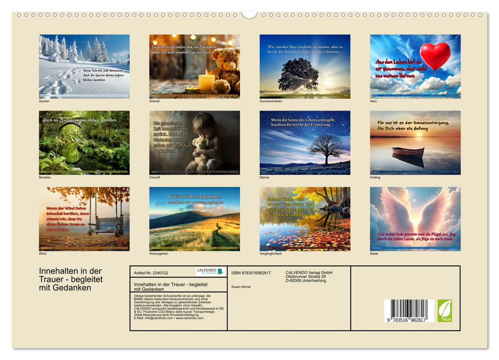 Innehalten in der Trauer - begleitet mit Gedanken (CALVENDO Premium Wandkalender 2027)