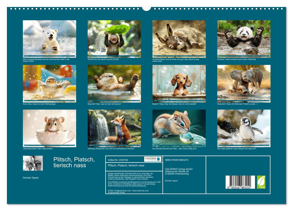 Plitsch, Platsch, tierisch nass (CALVENDO Premium Wandkalender 2027)