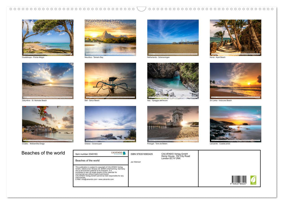 Beaches of the world (CALVENDO Monthly Calendar 2027)