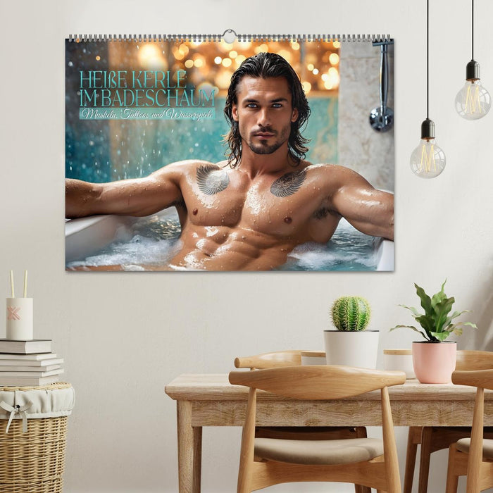 Heiße Kerle im Badeschaum - Muskeln, Tattoos und Wasserspiele (CALVENDO Wandkalender 2027)