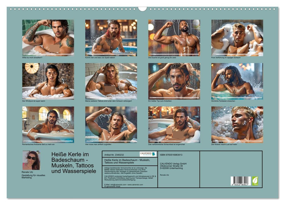 Heiße Kerle im Badeschaum - Muskeln, Tattoos und Wasserspiele (CALVENDO Wandkalender 2027)