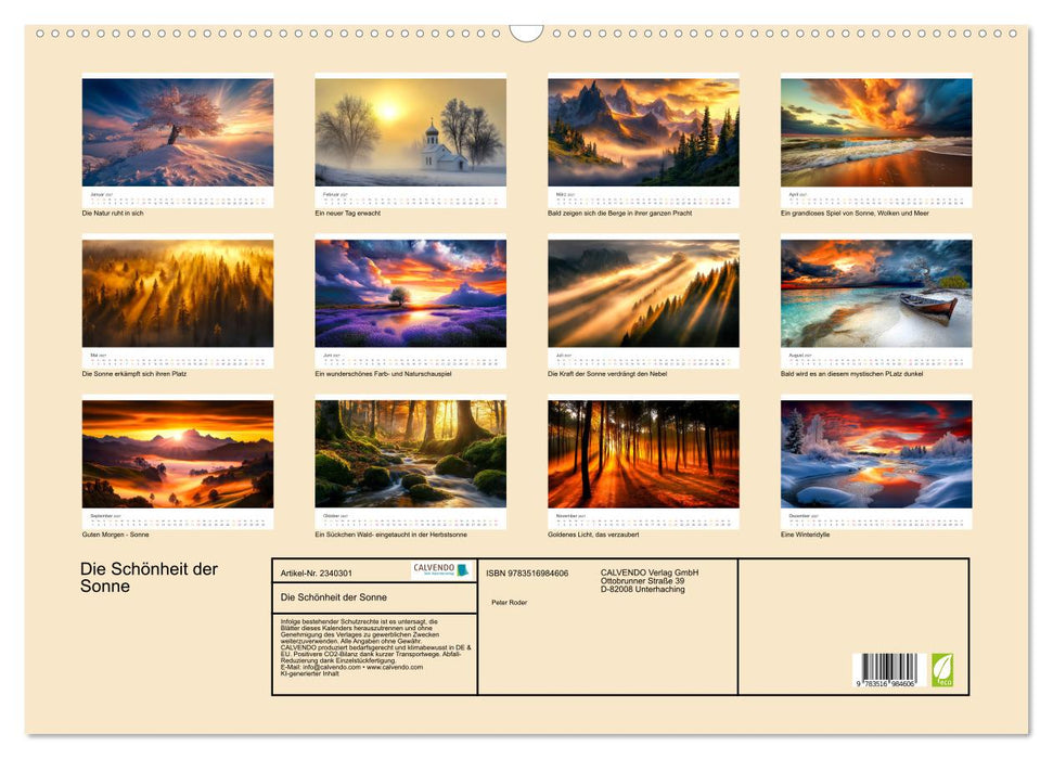 Die Schönheit der Sonne (CALVENDO Wandkalender 2027)