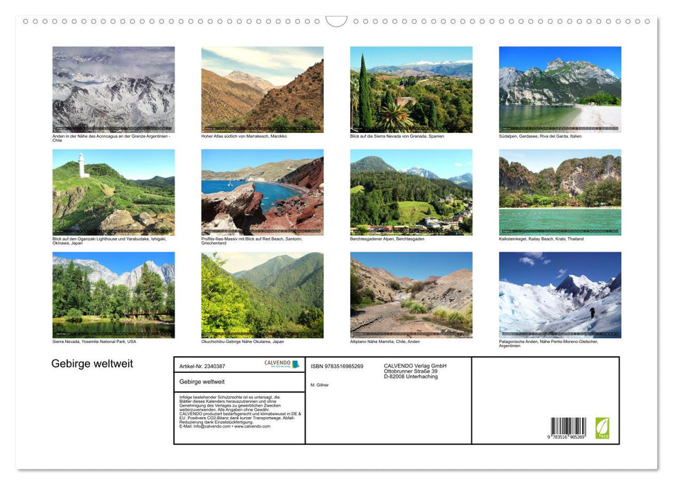 Gebirge weltweit (CALVENDO Wandkalender 2027)