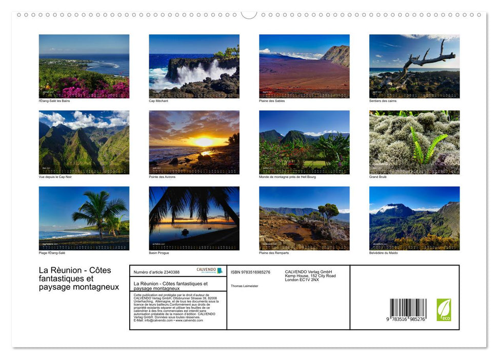 La Rèunion - Côtes fantastiques et paysage montagneux (CALVENDO Calendrier supérieur 2027)