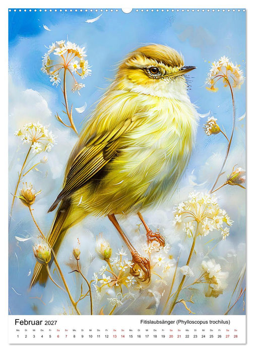 Heimische Vögel - Singvögel zwischen Blüten und Beeren (CALVENDO Wandkalender 2027)