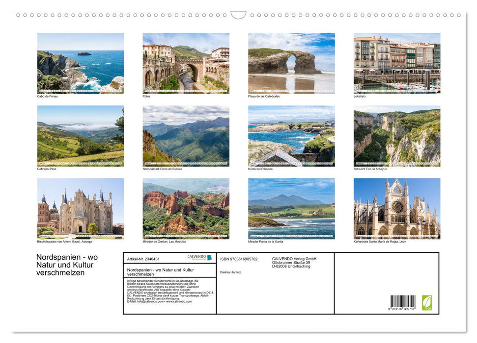 Nordspanien - wo Natur und Kultur verschmelzen (CALVENDO Wandkalender 2027)