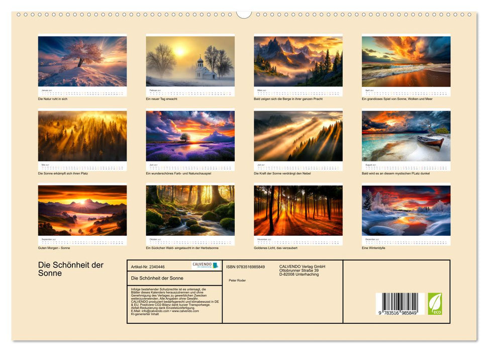 Die Schönheit der Sonne (CALVENDO Premium Wandkalender 2027)