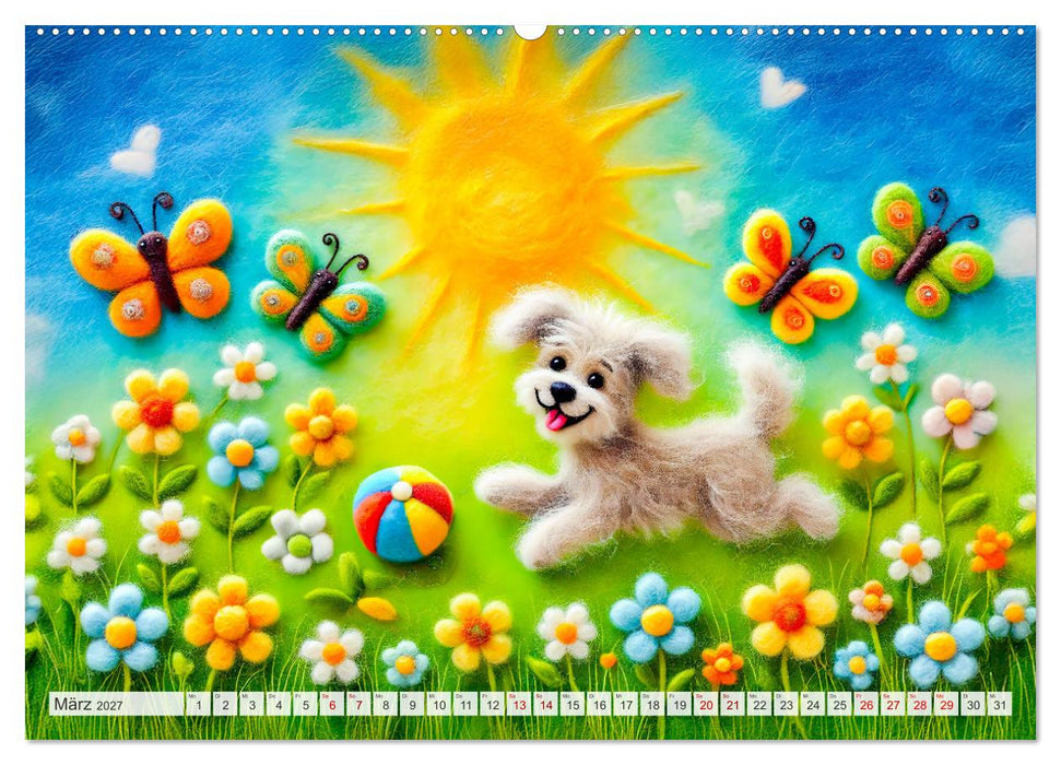 Niedliche Filzhunde - Liebevolle Ideen aus Filz und Wolle (CALVENDO Premium Wandkalender 2027)