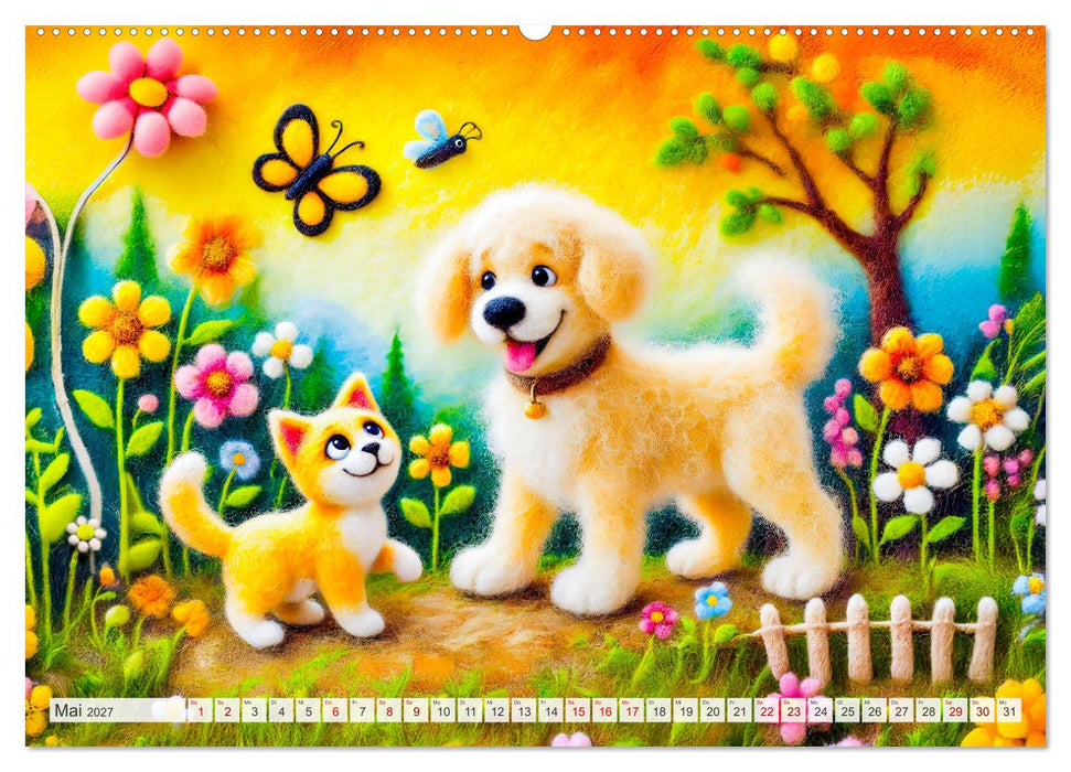 Niedliche Filzhunde - Liebevolle Ideen aus Filz und Wolle (CALVENDO Premium Wandkalender 2027)