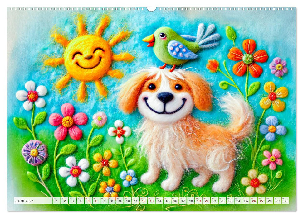 Niedliche Filzhunde - Liebevolle Ideen aus Filz und Wolle (CALVENDO Premium Wandkalender 2027)
