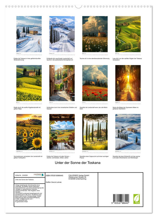 Unter der Sonne der Toskana (CALVENDO Premium Wandkalender 2027)