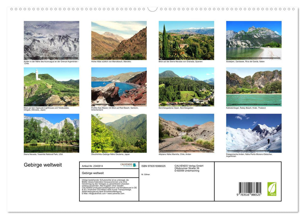 Gebirge weltweit (CALVENDO Premium Wandkalender 2027)