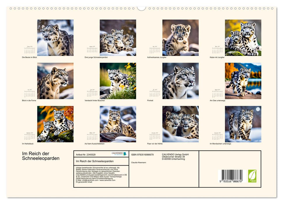Im Reich der Schneeleoparden (CALVENDO Premium Wandkalender 2027)
