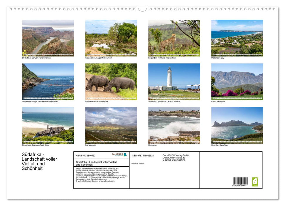 Südafrika - Landschaft voller Vielfalt und Schönheit (CALVENDO Wandkalender 2027)