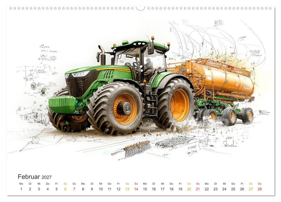 Traktoren - Design und Power Studien in Grün (CALVENDO Wandkalender 2027)