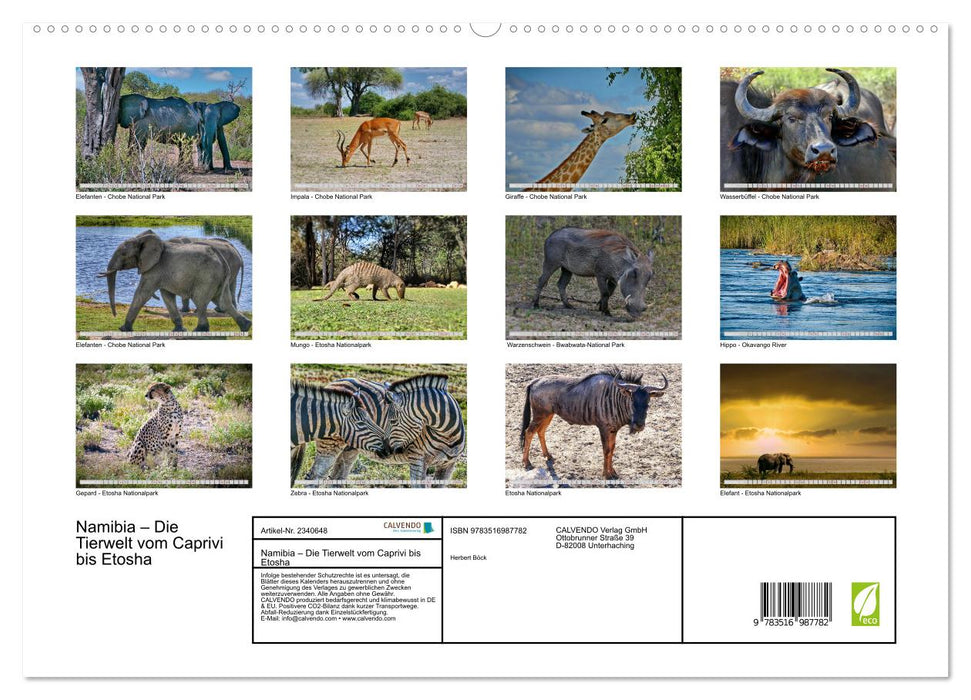 Namibia – Die Tierwelt vom Caprivi bis Etosha (CALVENDO Premium Wandkalender 2027)