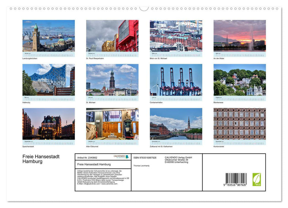 Freie Hansestadt Hamburg (CALVENDO Premium Wandkalender 2027)