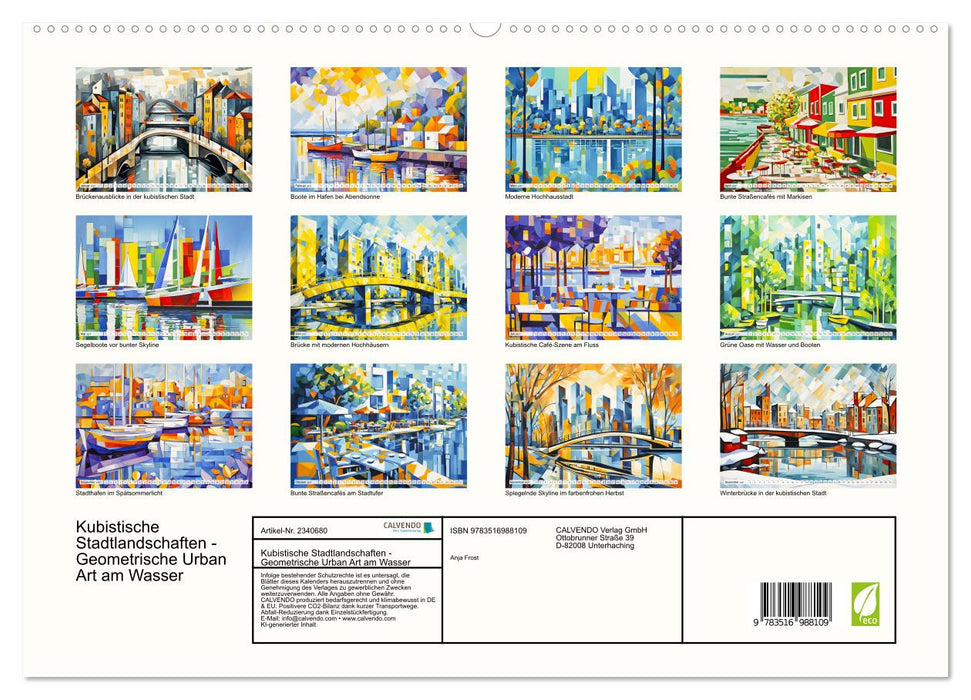 Kubistische Stadtlandschaften - Geometrische Urban Art am Wasser (CALVENDO Premium Wandkalender 2027)