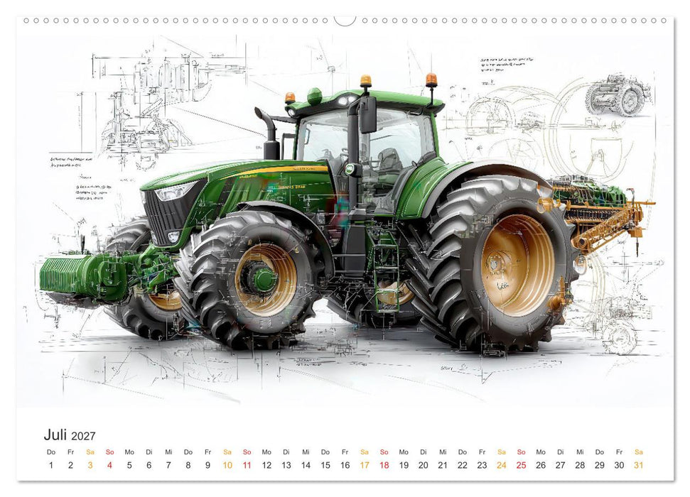 Traktoren - Design und Power Studien in Grün (CALVENDO Premium Wandkalender 2027)