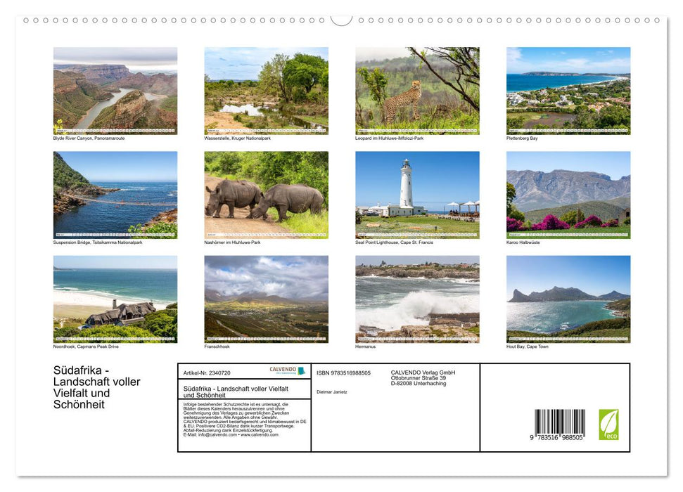 Südafrika - Landschaft voller Vielfalt und Schönheit (CALVENDO Premium Wandkalender 2027)