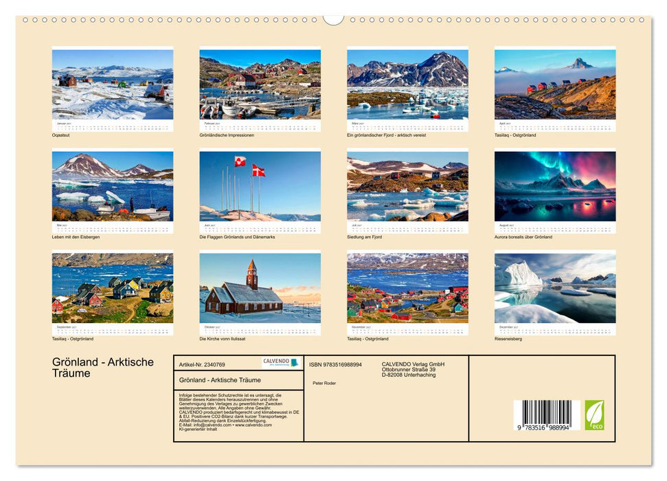 Grönland - Arktische Träume (CALVENDO Premium Wandkalender 2027)
