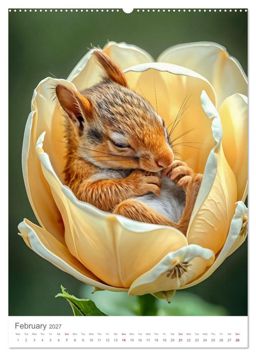 Forest babies asleep in flowers (CALVENDO Monthly Calendar 2027)