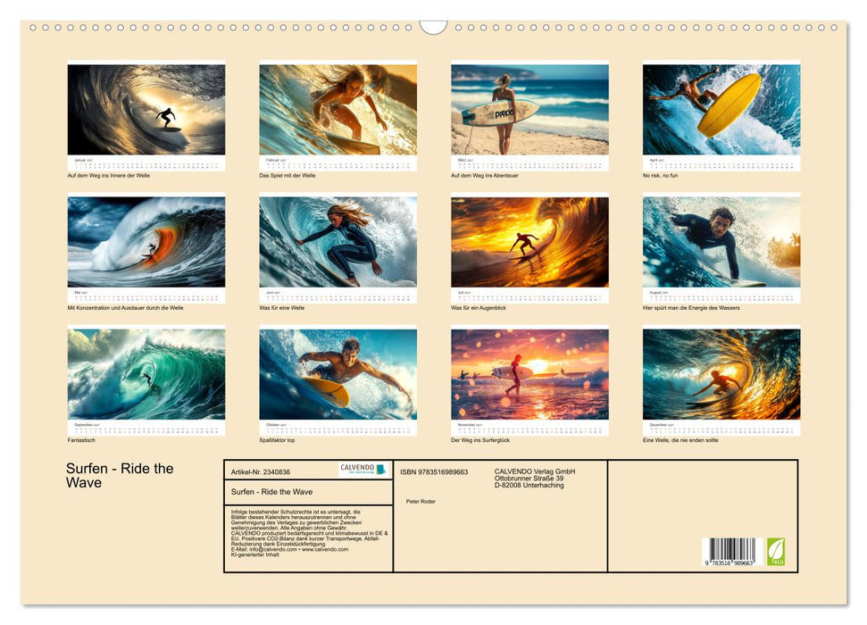 Surfen - Ride the Wave (CALVENDO Wandkalender 2027)