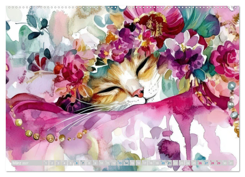 Katzensymphonie in Aquarell (CALVENDO Wandkalender 2027)