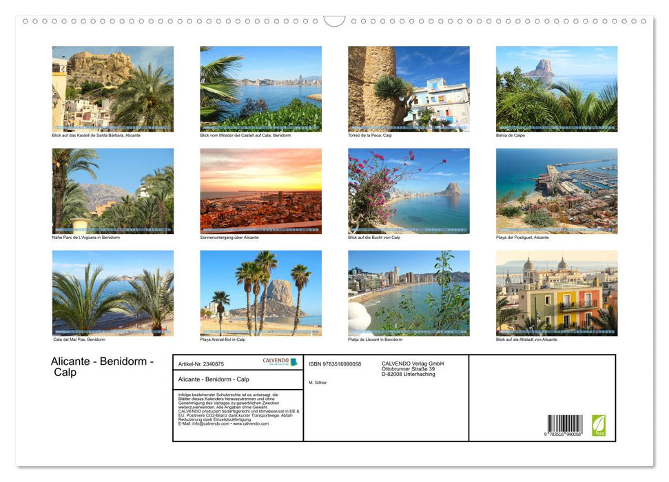 Alicante - Benidorm - Calp (CALVENDO Wandkalender 2027)