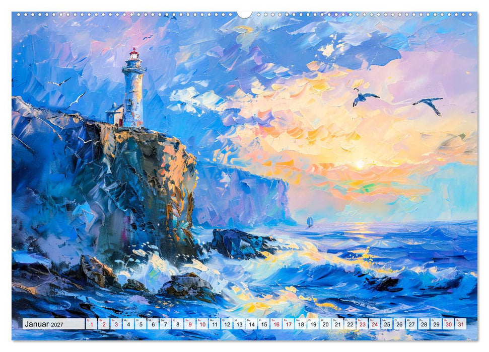 Ein Tag am Meer - Durch die Augen der Impressionisten (CALVENDO Wandkalender 2027)