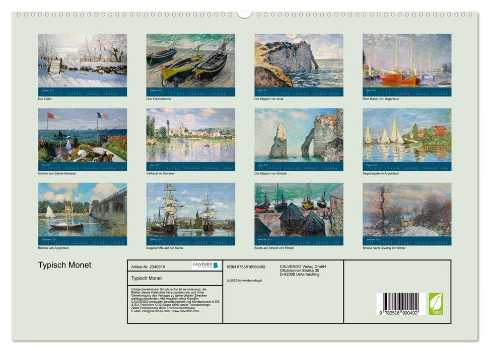 Typisch Monet (CALVENDO Premium Wandkalender 2027)