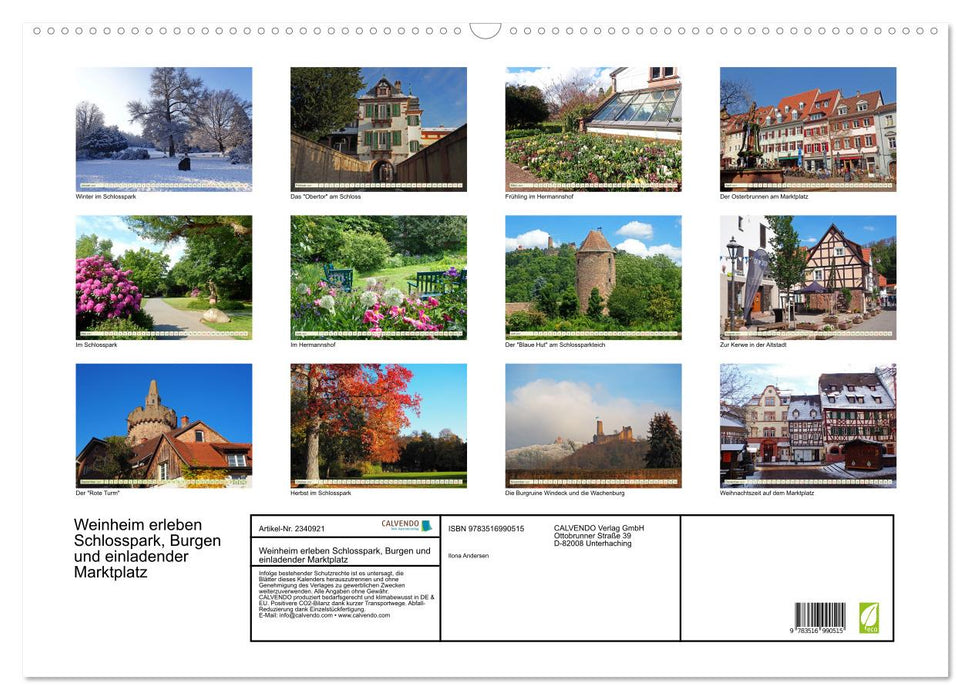 Weinheim erleben Schlosspark, Burgen und einladender Marktplatz (CALVENDO Wandkalender 2027)
