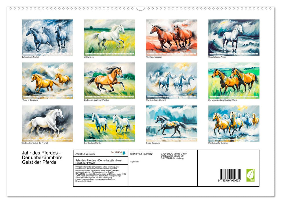 Jahr des Pferdes - Der unbezähmbare Geist der Pferde (CALVENDO Premium Wandkalender 2027)