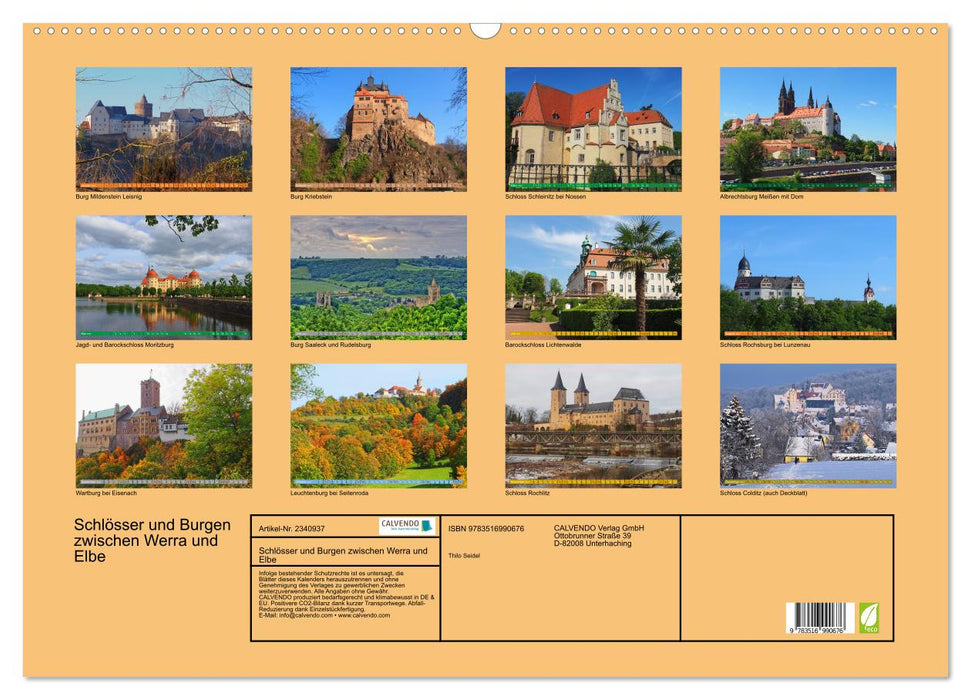 Schlösser und Burgen zwischen Werra und Elbe (CALVENDO Wandkalender 2027)
